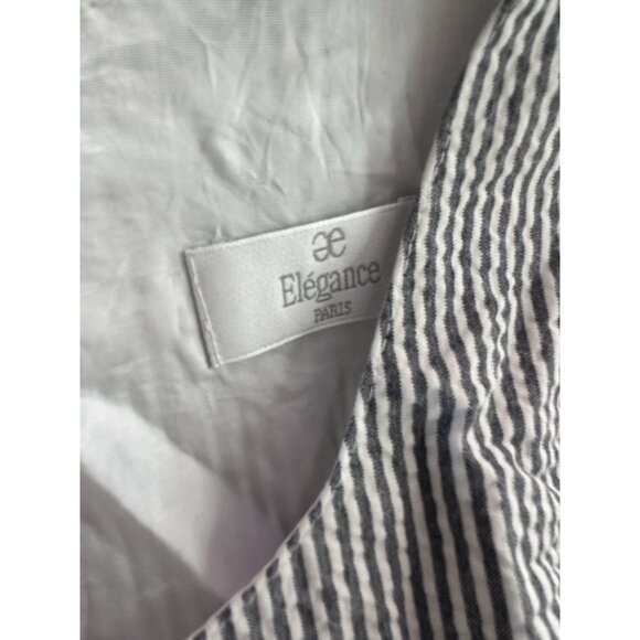 Elegance Paris Stripe Dress Ruffle Midi White Black - Picture 6 of 8